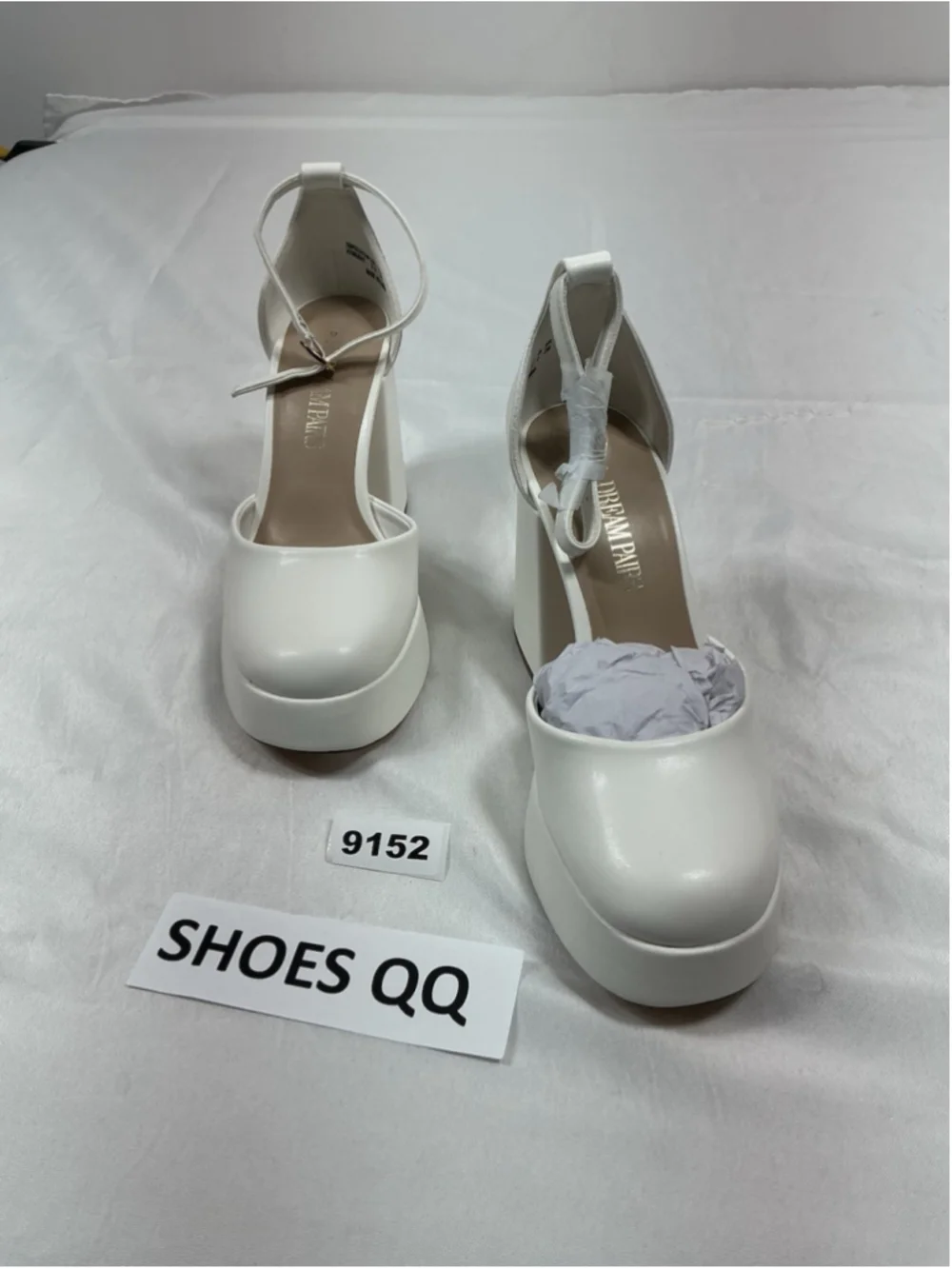 Womans Excellent Dream Pairs Platform Stacked Heel Pumps Size Eu 36.5 Us 6 White
